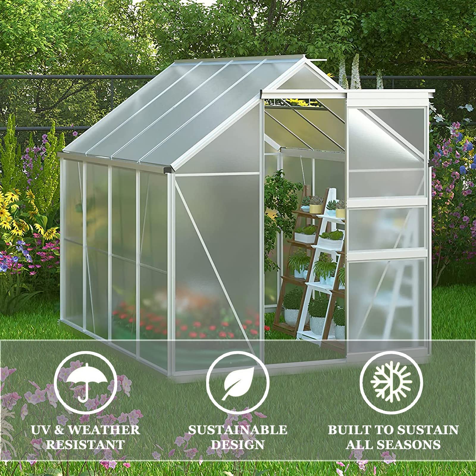 Amazon.co.jp: アルミ温室 花園温室 頑丈な金属フレーム温室 植物の